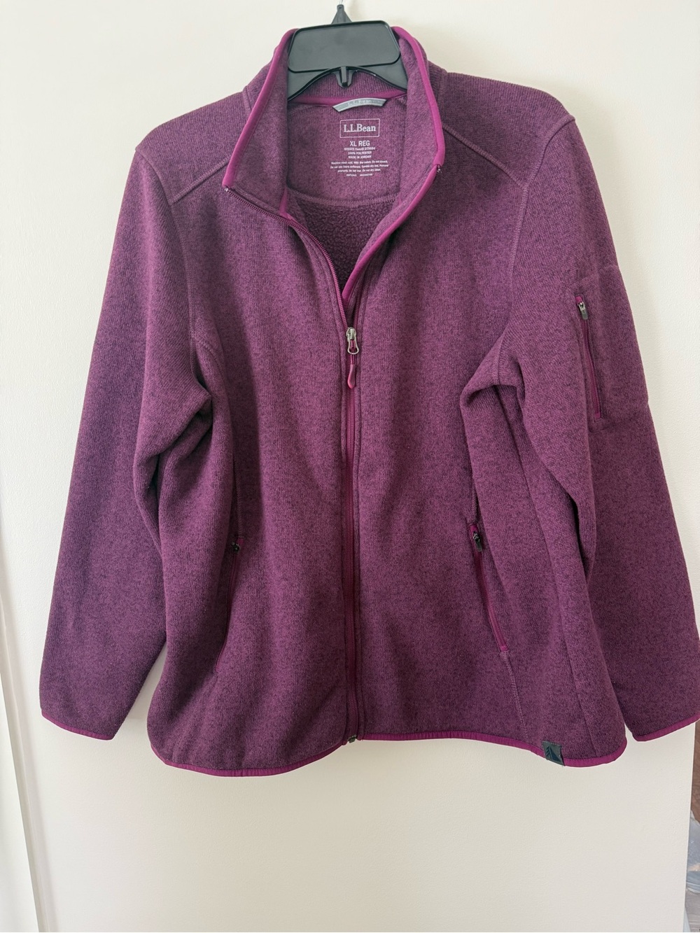 L.L. Bean Plum/Purple Full-Zip Jacket, Collared, Pockets, XL, EUC